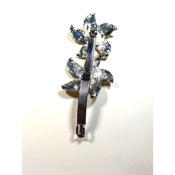 Hair Barrette Tension Clip Yellow Flower Glitter Shiny Clear Rhinestone Wedding - Picture 9 of 11